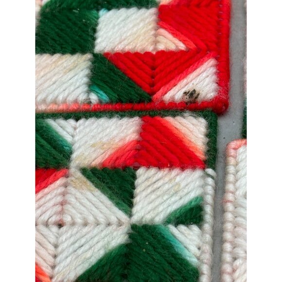 Handmade Needlepoint Christmas Coasters Mesh Canvas, Set of 6 Holder READ - Picture 9 of 14